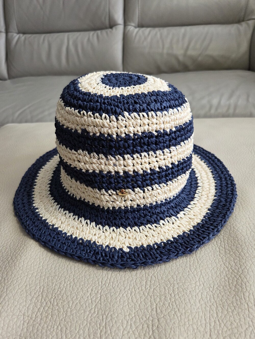 NWT - Kate Spade Women's Striped Straw Cloche Hat